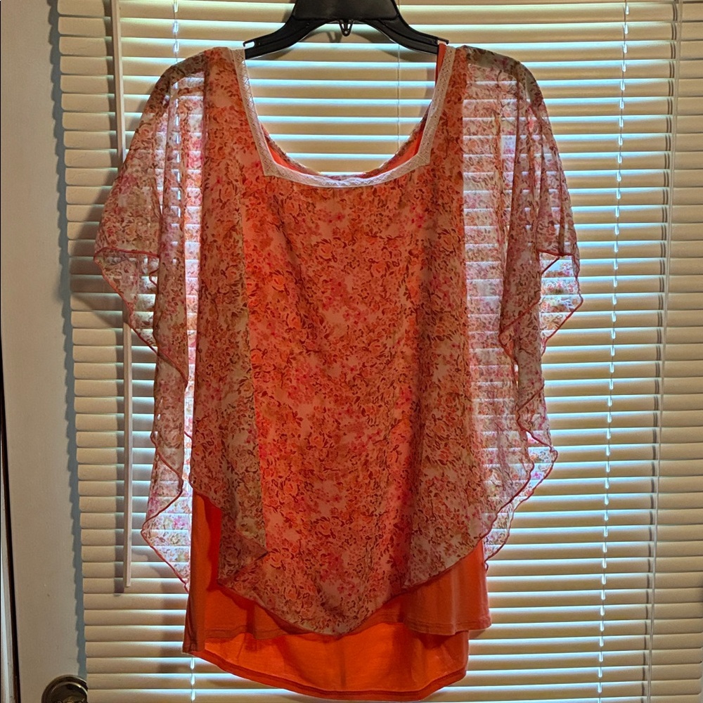 Floral Layered Women's Top - Orange